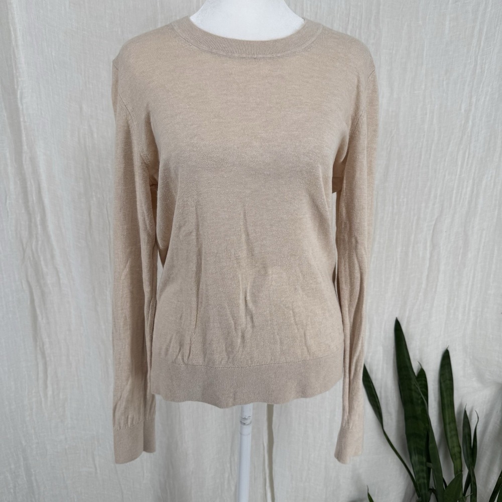 Quince Lightweight Cotton Cashmere Sweater M Minimalist Quiet Luxury Coastal